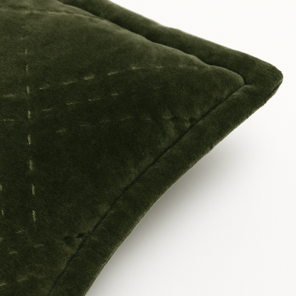 KVALOYA - Coussin en coton velours vert OEKO-TEX® 45 x 45