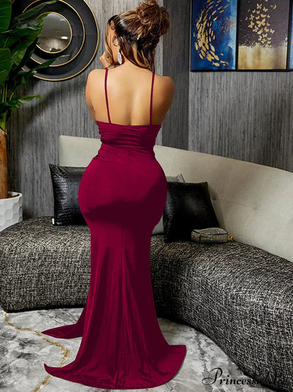 Lace Slit Graceful Tulle Dress