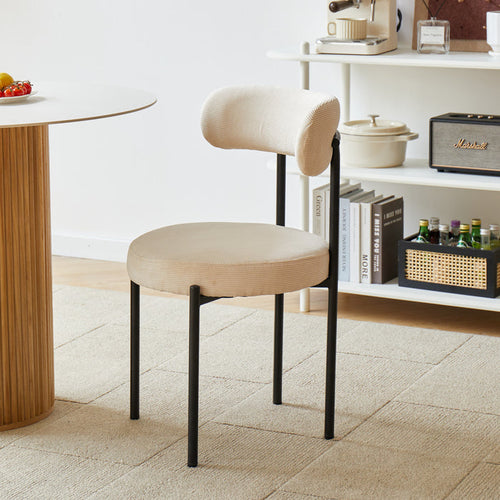 LARS - Lot de 2 chaises scandinaves en métal et velours côtelé beige