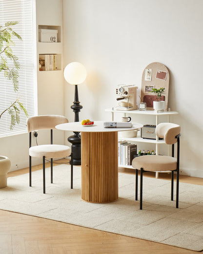 LARS - Lot de 2 chaises scandinaves en métal et velours côtelé beige