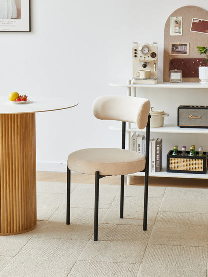 LARS - Lot de 2 chaises scandinaves en métal et velours côtelé beige