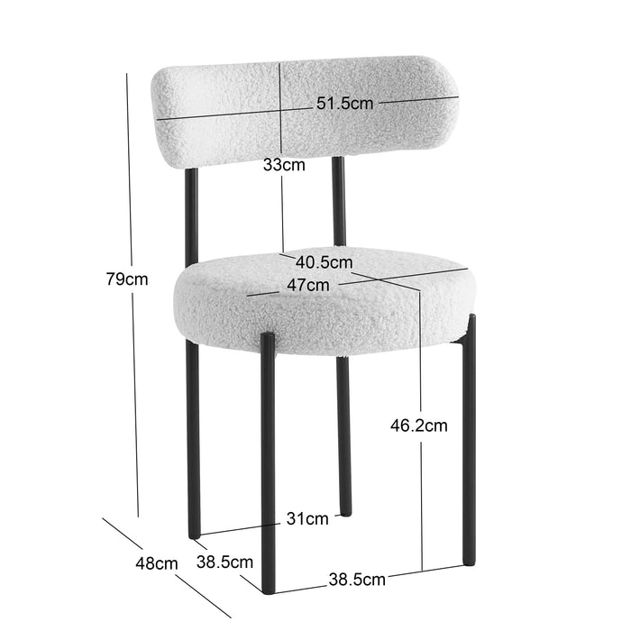 LARS - Lot de 2 chaises scandinaves en métal et velours côtelé beige