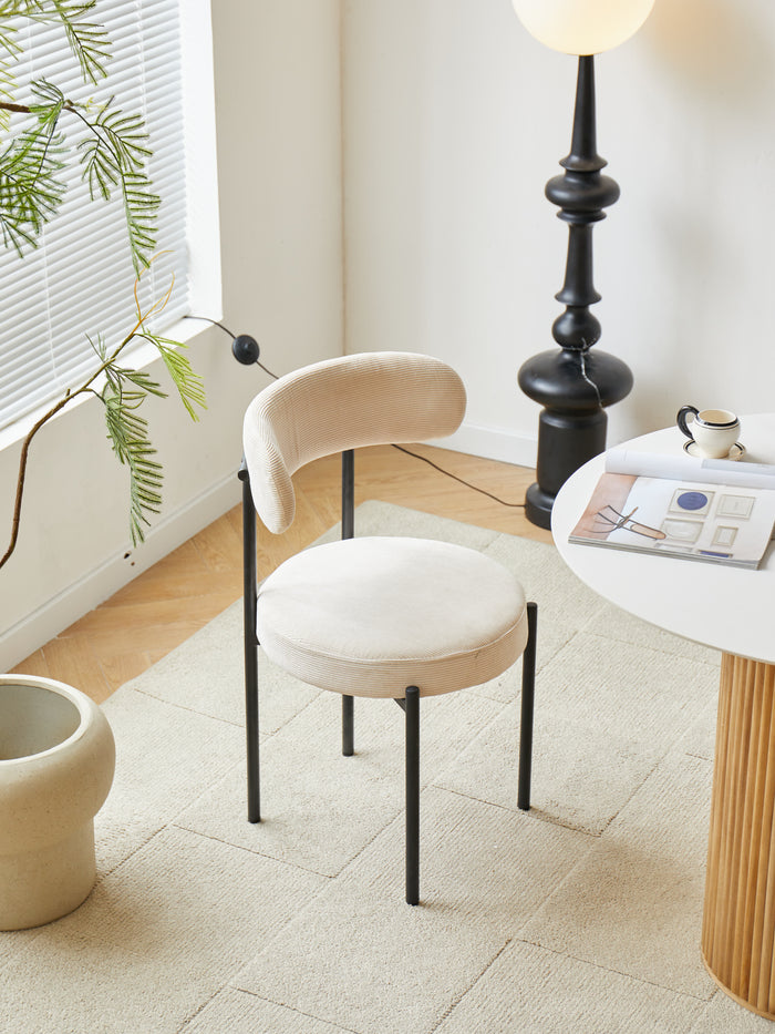 LARS - Lot de 2 chaises scandinaves en métal et velours côtelé beige