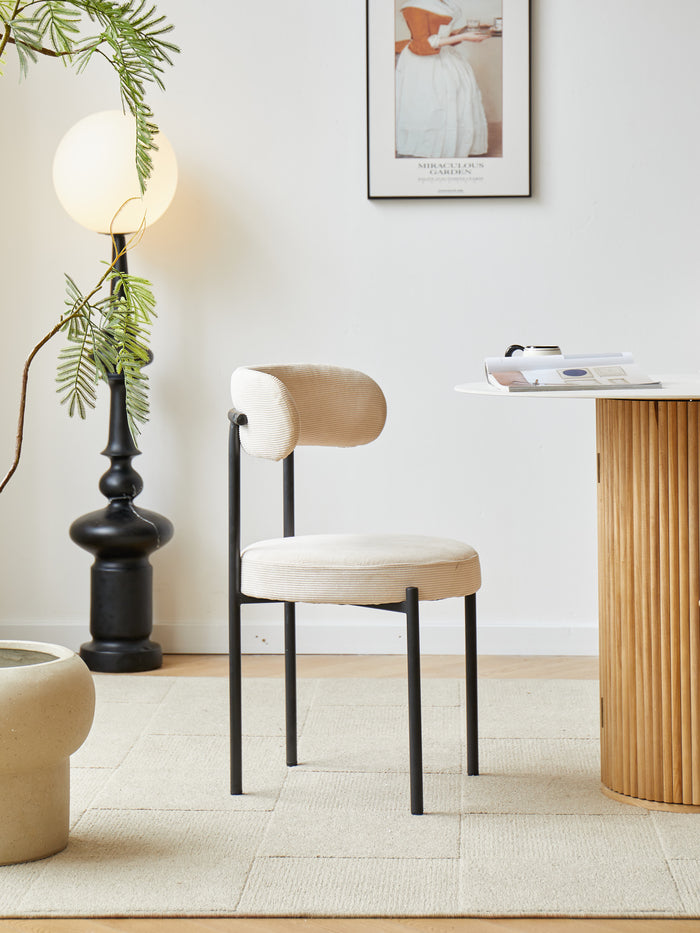 LARS - Lot de 2 chaises scandinaves en métal et velours côtelé beige