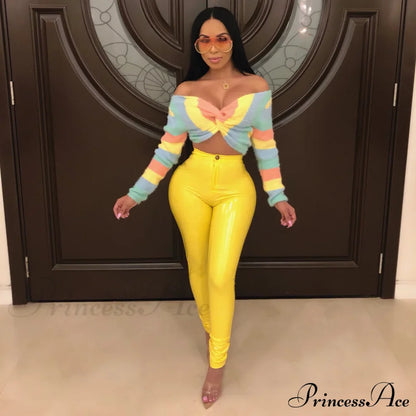 Latex Faux PU Leather Pants