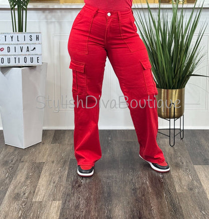 London Cargo Jeans (Red)