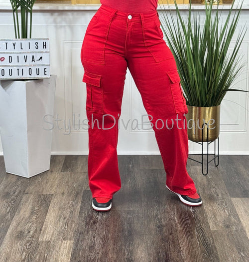 London Cargo Jeans (Red)