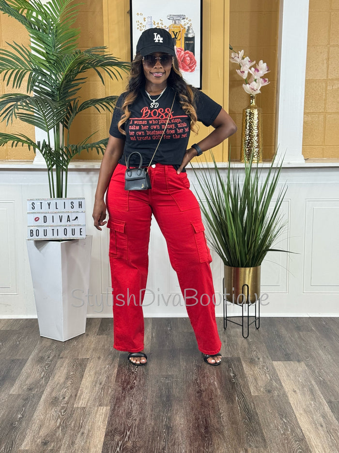 London Cargo Jeans (Red)