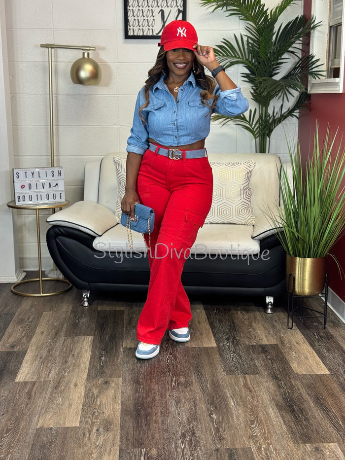 London Cargo Jeans (Red)