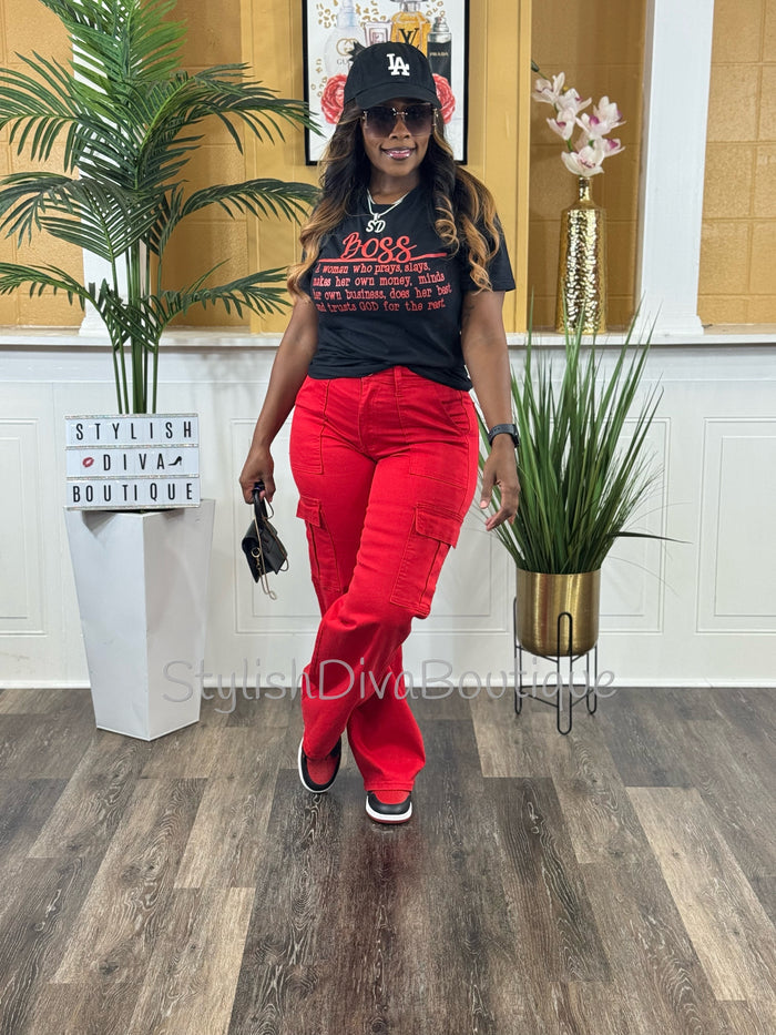 London Cargo Jeans (Red)