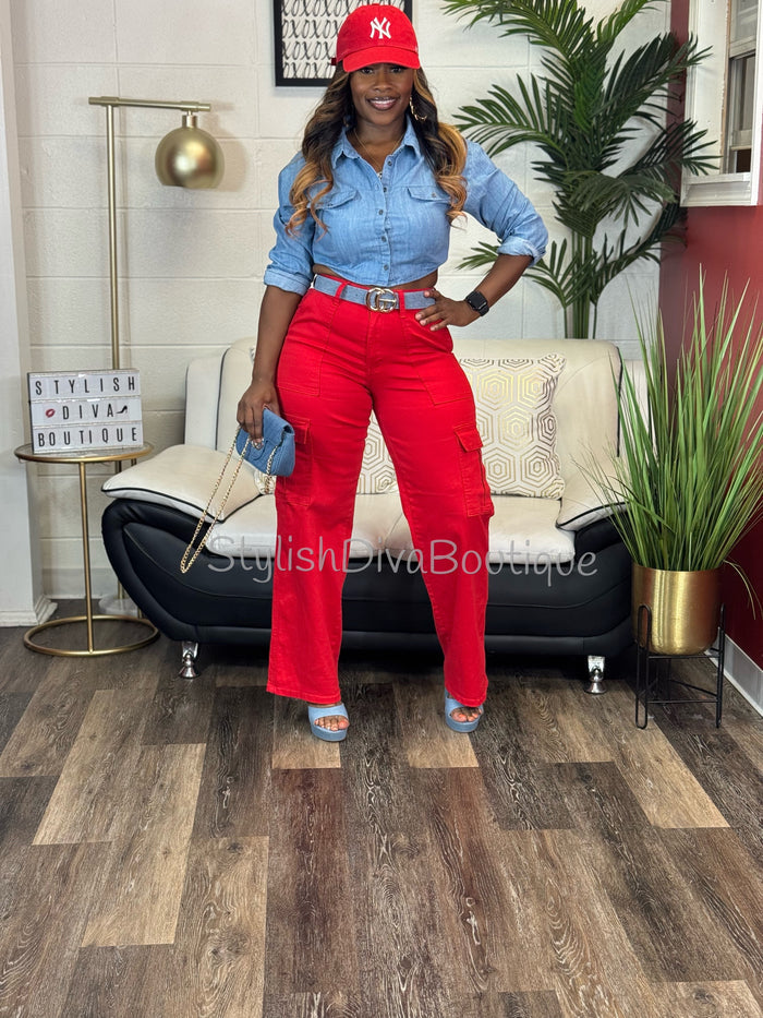 London Cargo Jeans (Red)