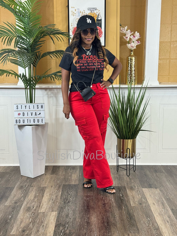 London Cargo Jeans (Red)