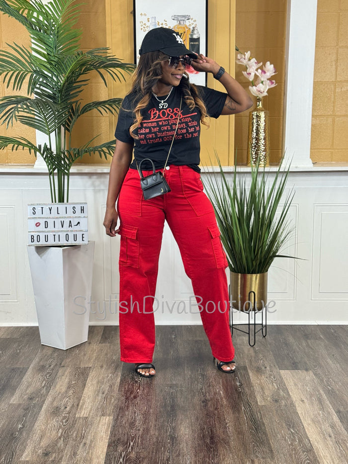 London Cargo Jeans (Red)