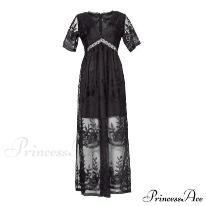 Loose Embroidery White Lace long Tunic Beach Dress