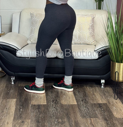 Luxe Cotton Leggings (Dark Heather Charcoal Grey)