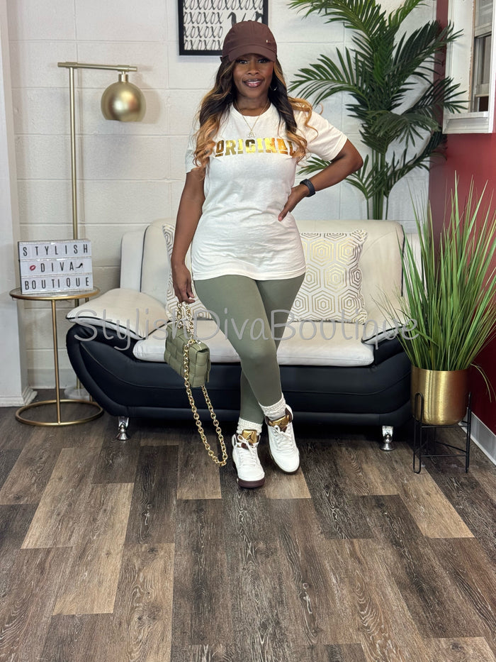 Luxe Cotton Leggings up to 3XL (Light Olive)