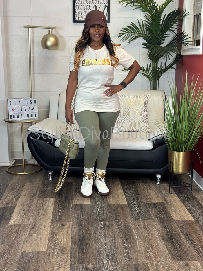 Luxe Cotton Leggings up to 3XL (Light Olive)