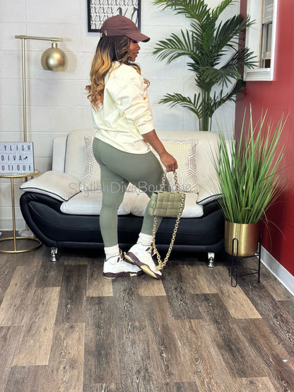 Luxe Cotton Leggings up to 3XL (Light Olive)