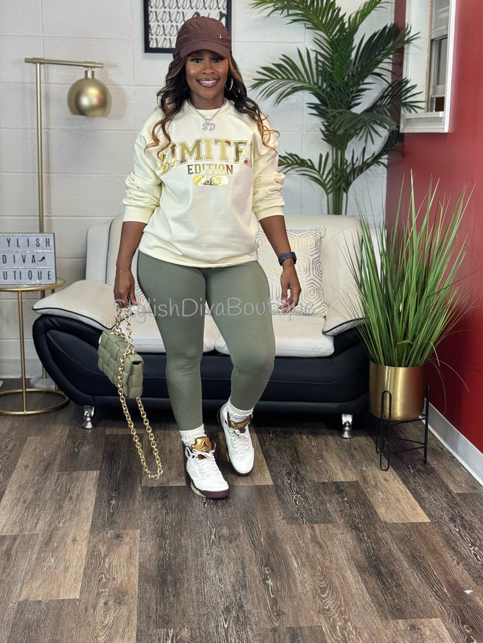 Luxe Cotton Leggings up to 3XL (Light Olive)