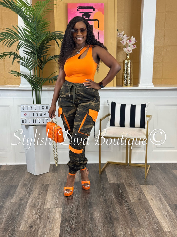 Maddy One Shoulder Bodysuit (Orange)