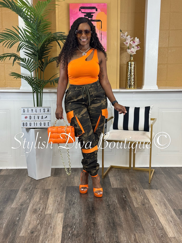 Maddy One Shoulder Bodysuit (Orange)