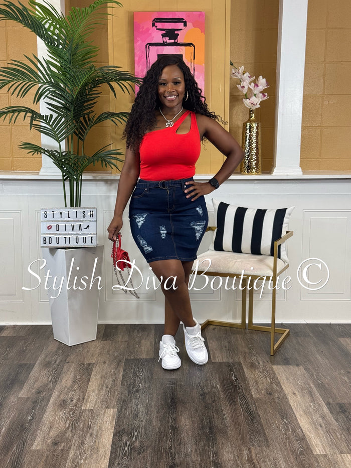 Maddy One Shoulder Bodysuit (Red)