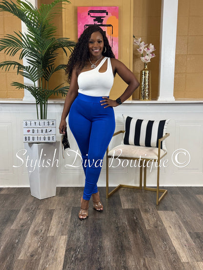 Maddy One Shoulder Bodysuit (White)