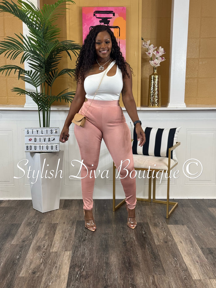 Maddy One Shoulder Bodysuit (White)