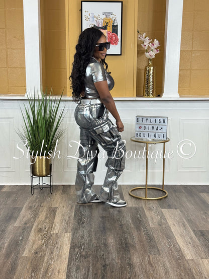 Meta Metallic Crop Top (Chrome)