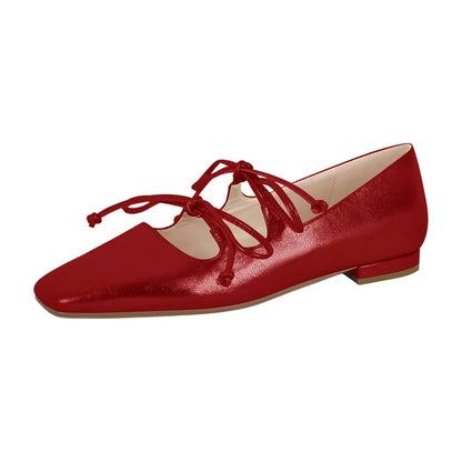 Metallic Mary Jane Double Bow Ballerina Flats