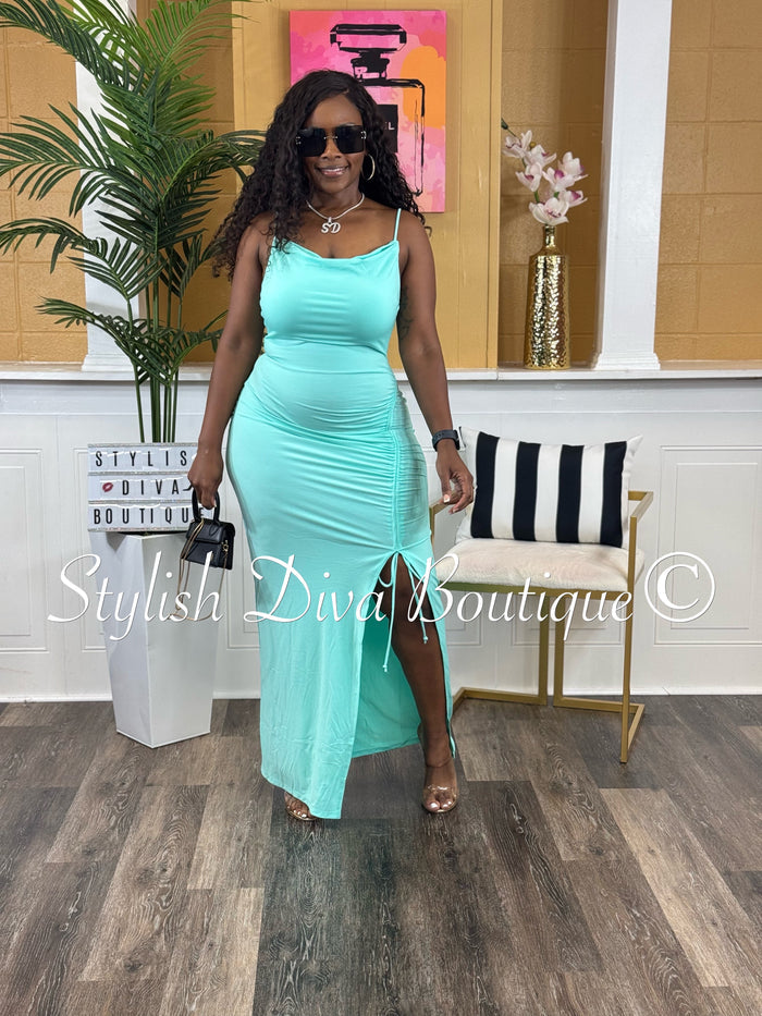 Minnie Cowl Neck Maxi Dress (Mint)
