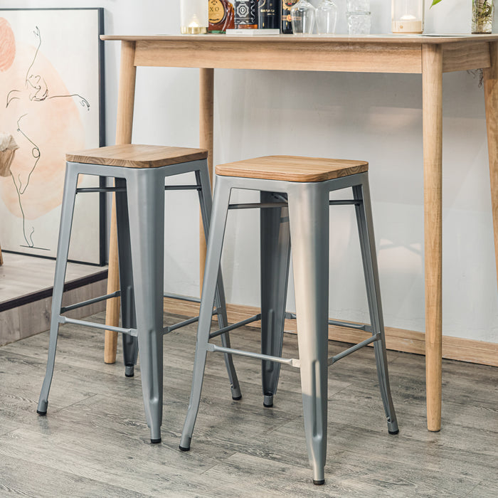 NASH - Tabouret de bar en métal et frêne naturel gris