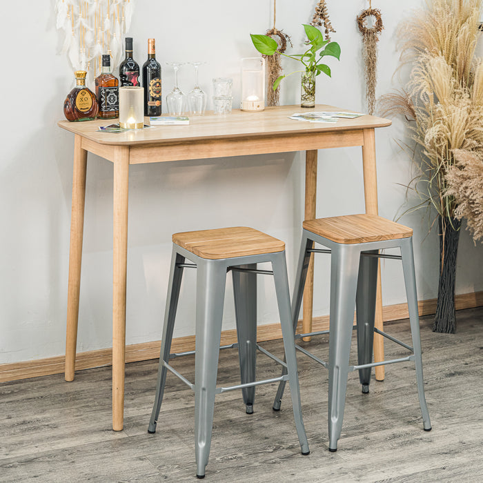 NASH - Tabouret de bar en métal et frêne naturel gris