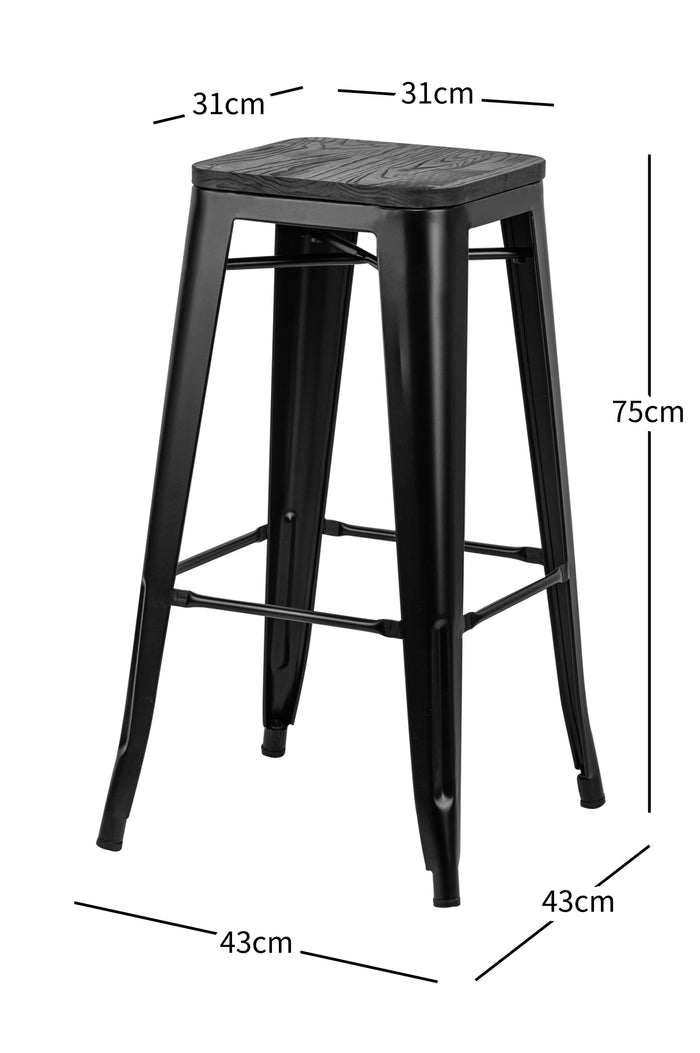 NASH - Tabouret de bar en métal et frêne naturel gris