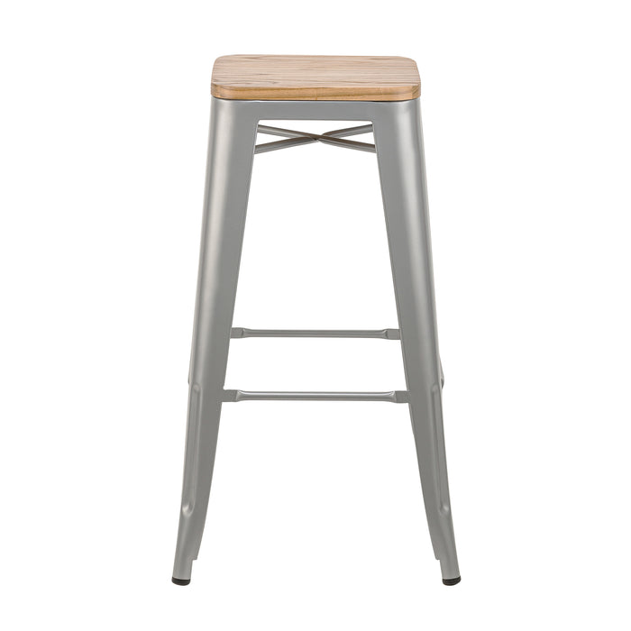 NASH - Tabouret de bar en métal et frêne naturel gris