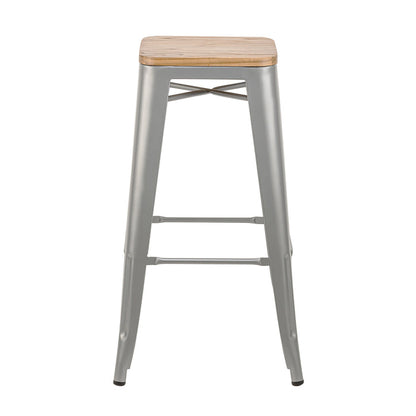 NASH - Tabouret de bar en métal et frêne naturel gris