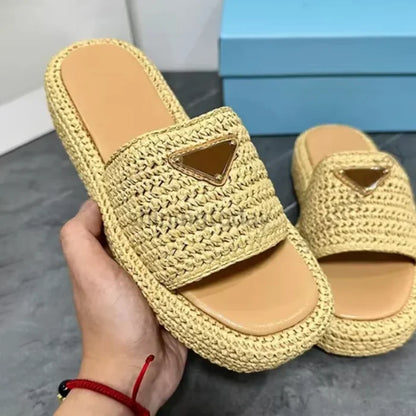 Natural Crochet Platform Slides Inspired By Prada
