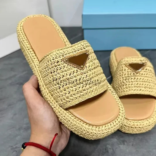 Natural Crochet Platform Slides Inspired By Prada