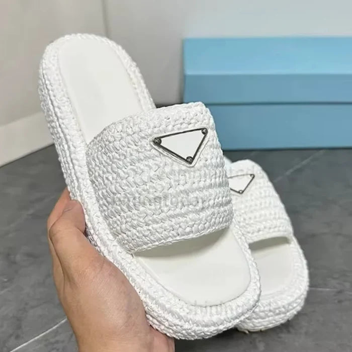 Natural Crochet Platform Slides Inspired By Prada