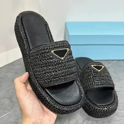 Natural Crochet Platform Slides Inspired By Prada