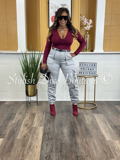 Nyla Sweetheart L/S Bodysuit (Burgundy)