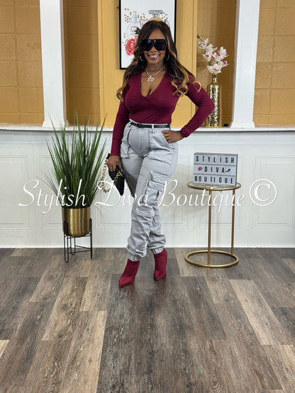 Nyla Sweetheart L/S Bodysuit (Burgundy)