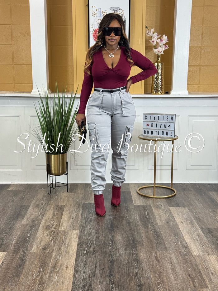 Nyla Sweetheart L/S Bodysuit (Burgundy)