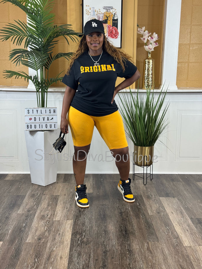 ORIGINAL Signature Graphic Tee (Black Shirt/Athletic Gold Print)