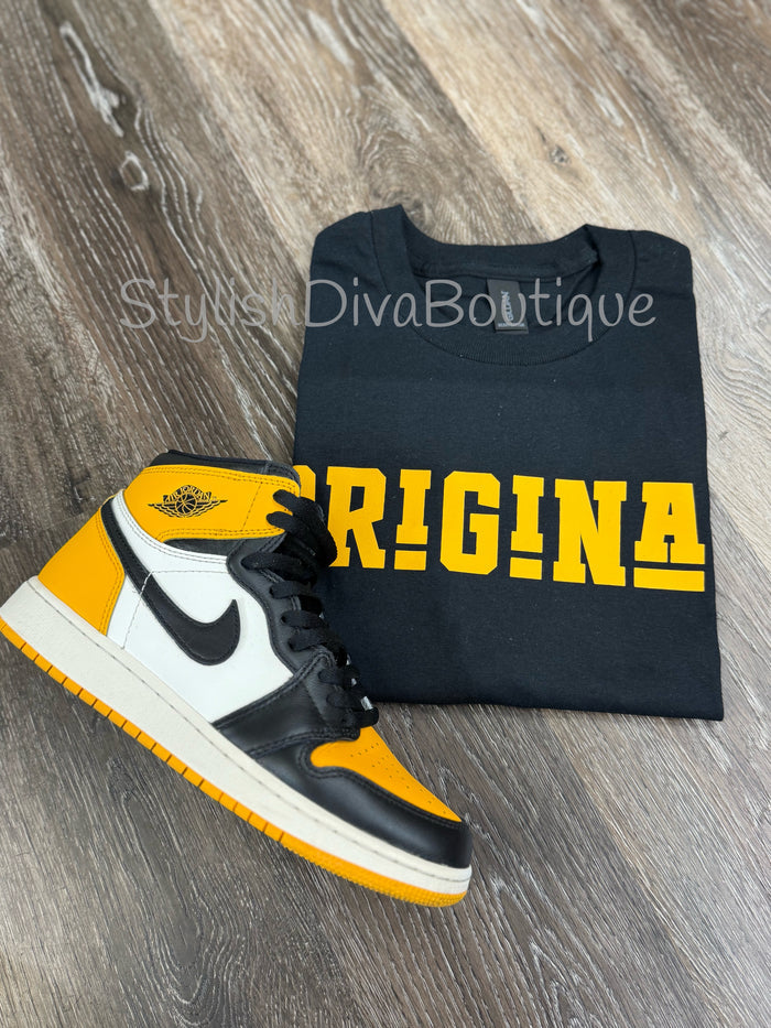 ORIGINAL Signature Graphic Tee (Black Shirt/Athletic Gold Print)
