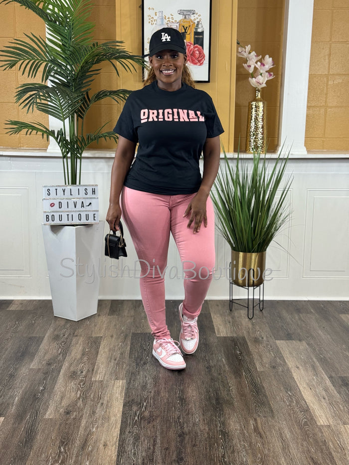 ORIGINAL Signature Graphic Tee (Black Shirt/Pink Print)