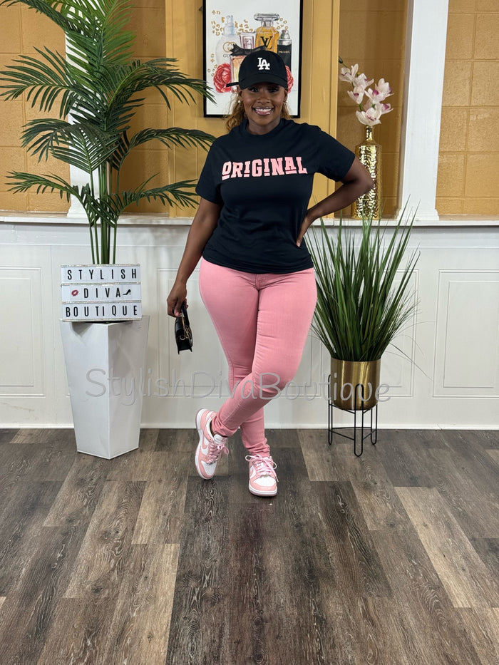 ORIGINAL Signature Graphic Tee (Black Shirt/Pink Print)