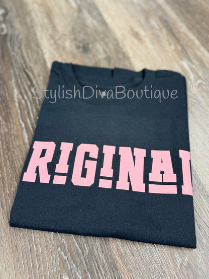 ORIGINAL Signature Graphic Tee (Black Shirt/Pink Print)