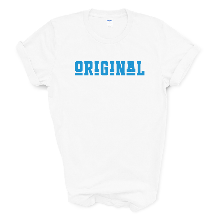ORIGINAL Signature Graphic Tee (White Shirt/Columbia Blue Print)
