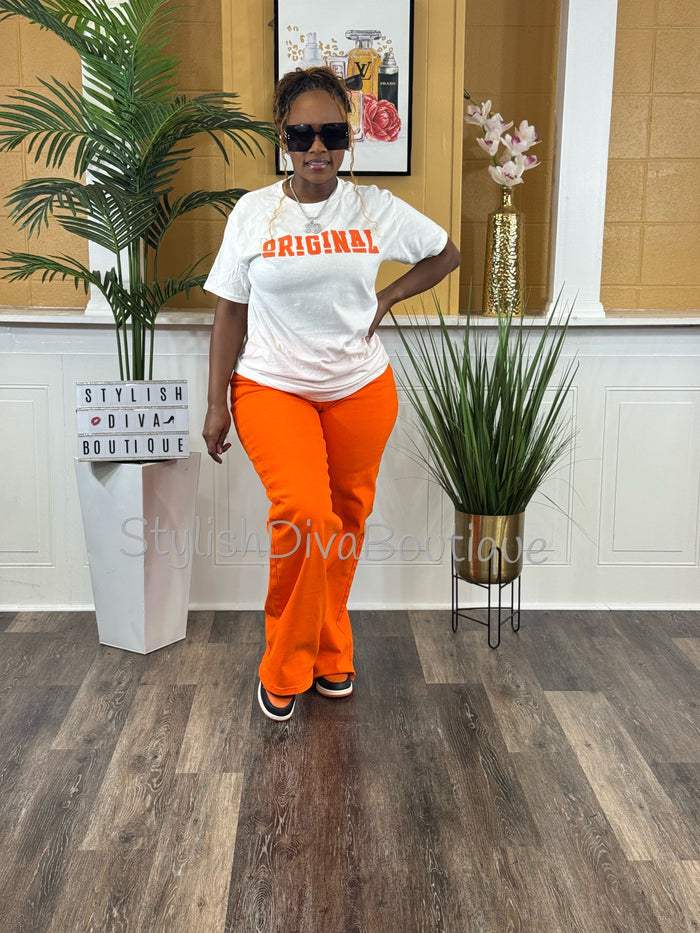 ORIGINAL Signature Graphic Tee (White Shirt/Orange Print)
